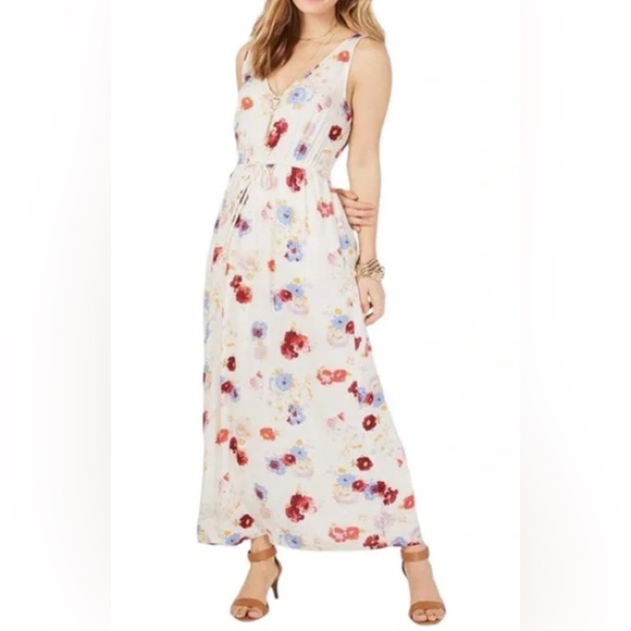 Lucky Brand Floral V-neck Maxi Dress Size large - Picture 1 of 10